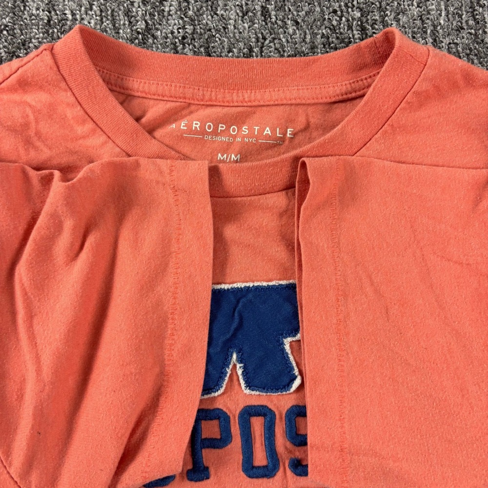 Y2K Aeropostale Preppy Embroidered Single Stitch Orange Graphic T-Shirt Medium - Picture 4 of 6